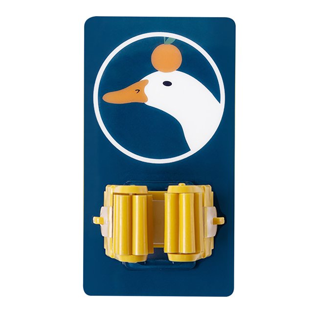 Wall Mounted Mop Clip Strong Adsorption Capacity Waterproof Roller Design Broom Rack For Bathroom Kitchen ToiletDuck