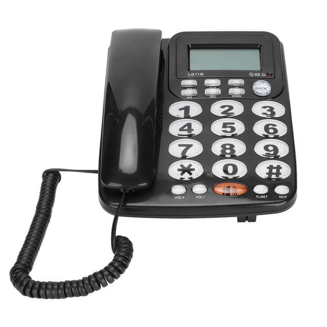 Home Fixed Phone, Corded Desk Telephone Hands Free Tilt Display Disturbing Free Mode for Office for Hotel Rooms