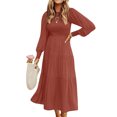 thumbnail image 1 of LUXUR Robes Maxi à Manches Longues pour Femmes Décontractées de Soirée Robe Ligne A Rouge Foncé L, 1 of 3