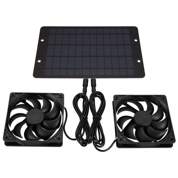 Portable Solar Panel, ABS Solar Double Exhaust Fan with Protective Mesh for Chicken House Pet Coop, Small Fans Portable for Greenhouse Cabin Caravan Camping