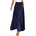 thumbnail image 1 of GZWYHT Wide Leg Pants,Palazzo Pants,Women's Wide Leg Pants Flowy Ruffle Solid Color Drawstring Waist Pants,Flowy Pants,High Waisted Pants,Sweatpants Women,Navy,XXL, 1 of 6