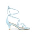 thumbnail image 3 of BLISSFUL STEP Sandales à Lacets à Brides à Talon Kitten pour Femmes pour la Rentrée Bleu Ciel 10, 3 of 7