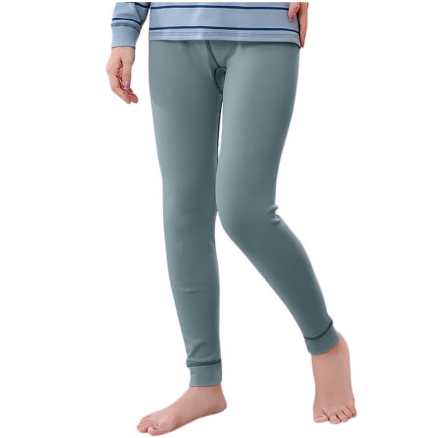 Kids Solid Color Warm Leg Binding Elastic Waist Long Pants Medium and Large Comfortable Leggings