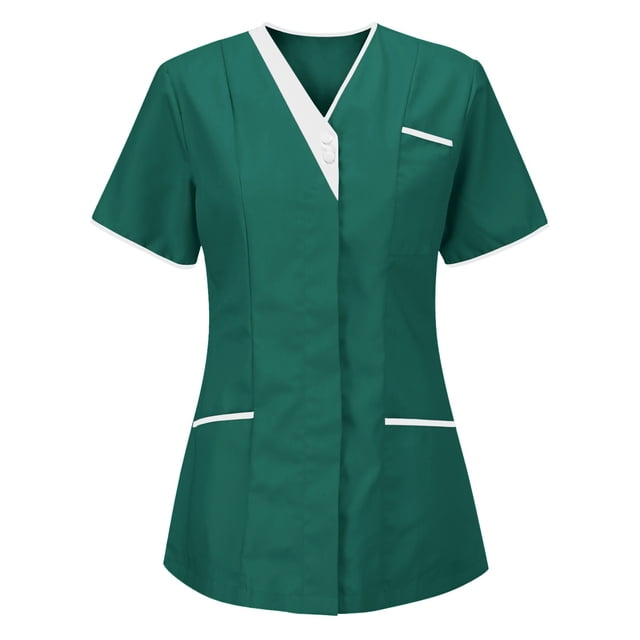 BVOFAR Women's Short Sleeve Scrub Tops 2025 V Neck Housekeeping Uniforms Nurse Work Uniform with Pockets