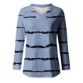 thumbnail image 4 of zanvin Longues Blouse à Manches pour Femmes, Blouse Mode Décontractée à Manches Longues à Col en V Imprimé pour Femmes, Bleu, P, 4 of 4