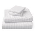 thumbnail image 1 of Mainstays Kids Microfiber Bed Sheet Set, Queen, Grey Grid, 4 Pieces, 1 of 8