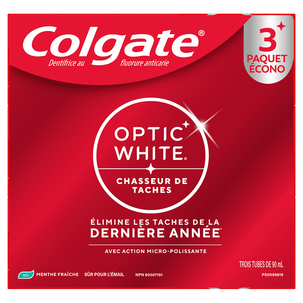 Colgate Optic White Stain Fighter Fresh Mint Teeth Toothpaste Gel, Value pack 3x90ml