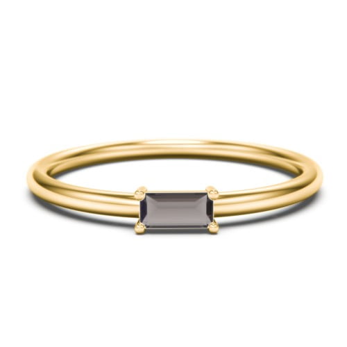 East-West Stackable Baguette Birthstone Ring - Smokey Quartz (June)