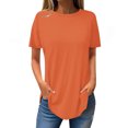 thumbnail image 1 of XMMSWDLA T-Shirts à Manches Courtes pour Femmes à Col Rond Amples Décontractés Tee T-Shirt Orange Hauts pour Femmes à Manches Courtes, 1 of 3