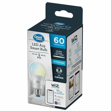 Great Value Wiz Full Colour A19 WiFi bulb