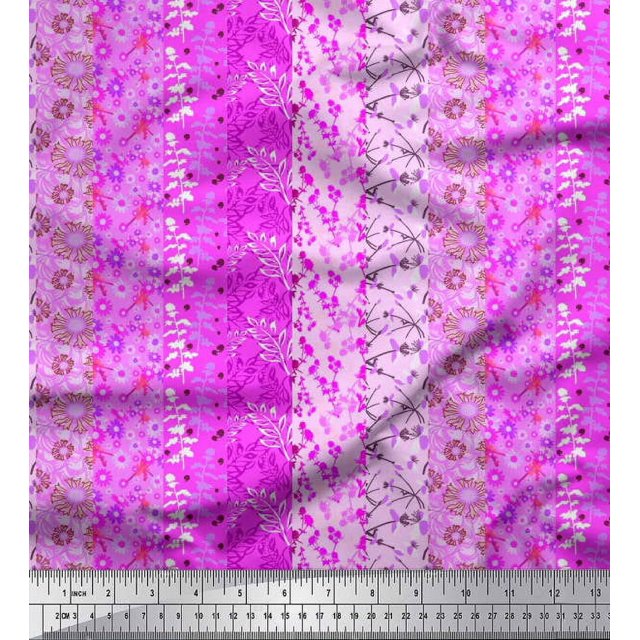 Soimoi Rayon Fabric Leaves & Floral Patchwork Decor Fabric Printed Yard 42 Inch Wide