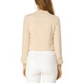 thumbnail image 3 of Allegra K Women's Notched Lapel Ruched Sleeve Jackets Business Cropped Blazer XS Beige, 3 of 7