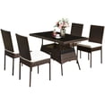 thumbnail image 2 of Costway 5 PCS Patio Rattan Dining Set Glass Table High Back Chair Garden Deck Mix Brown, 2 of 9