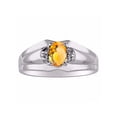 thumbnail image 1 of RYLOS Mens Rings 14K White Gold Classic Design 7X5MM Oval Gemstone & Diamond  Citrine November Birthstone Ring Size 13, 1 of 6