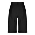 thumbnail image 4 of Yanlir Women's Summer Solid Color Zipper Button Pockets Shorts Solid Color Elastic Waist Knee Length Half Short Pants, 4 of 5