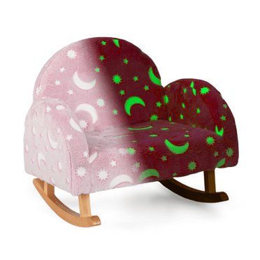 OLAKIDS Kids Sofa with Glow in The Dark, Toddler Rocking Chair with Solid Wooden Frame Anti-Tipping, Upholstered Comfy Foam Children Chair for Kindergarten Playroom Preschool, Gift for Boys Girls