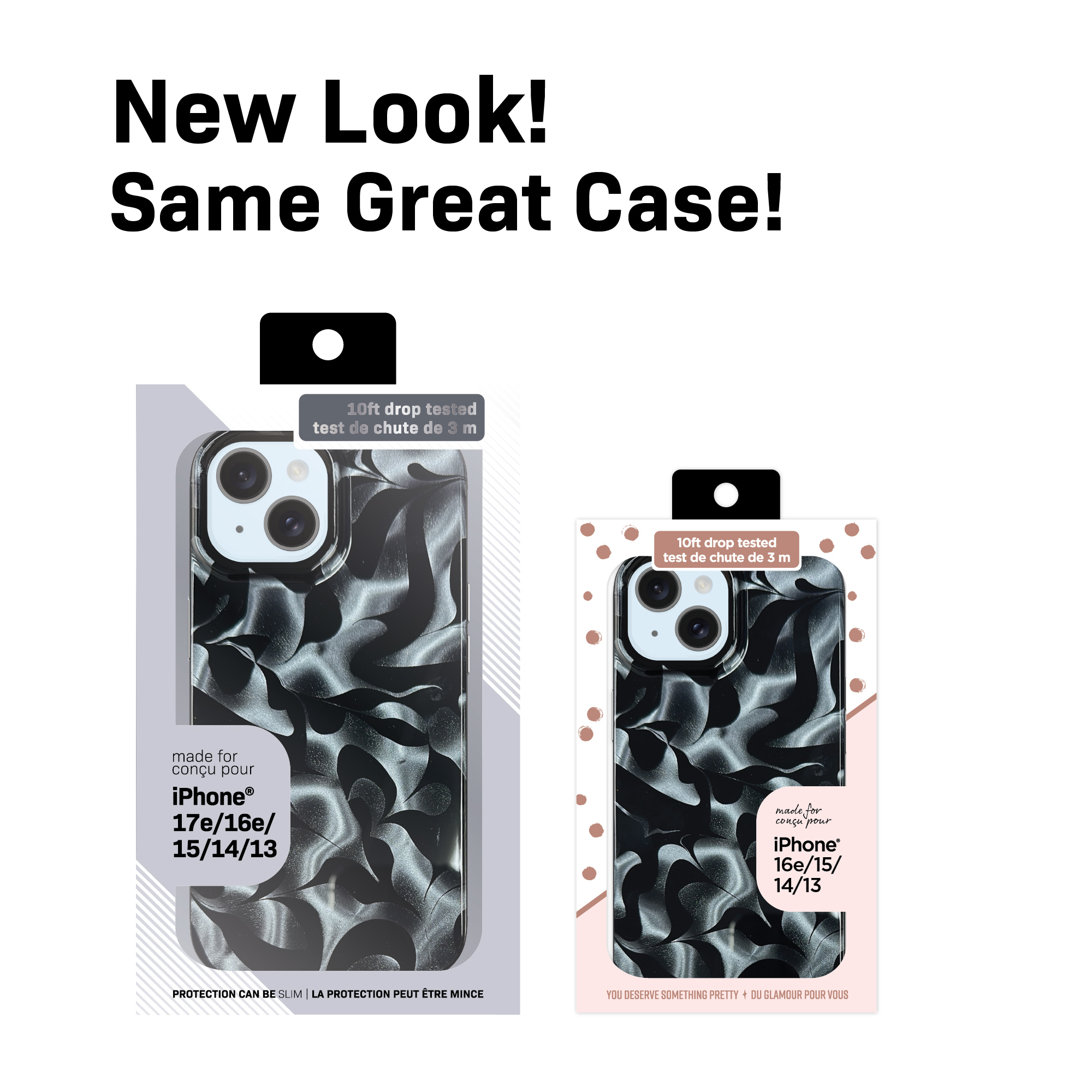 Coque holographique noire pour iPhone 17e / iPhone 16e / iPhone 15 / iPhone 14 / iPhone 13