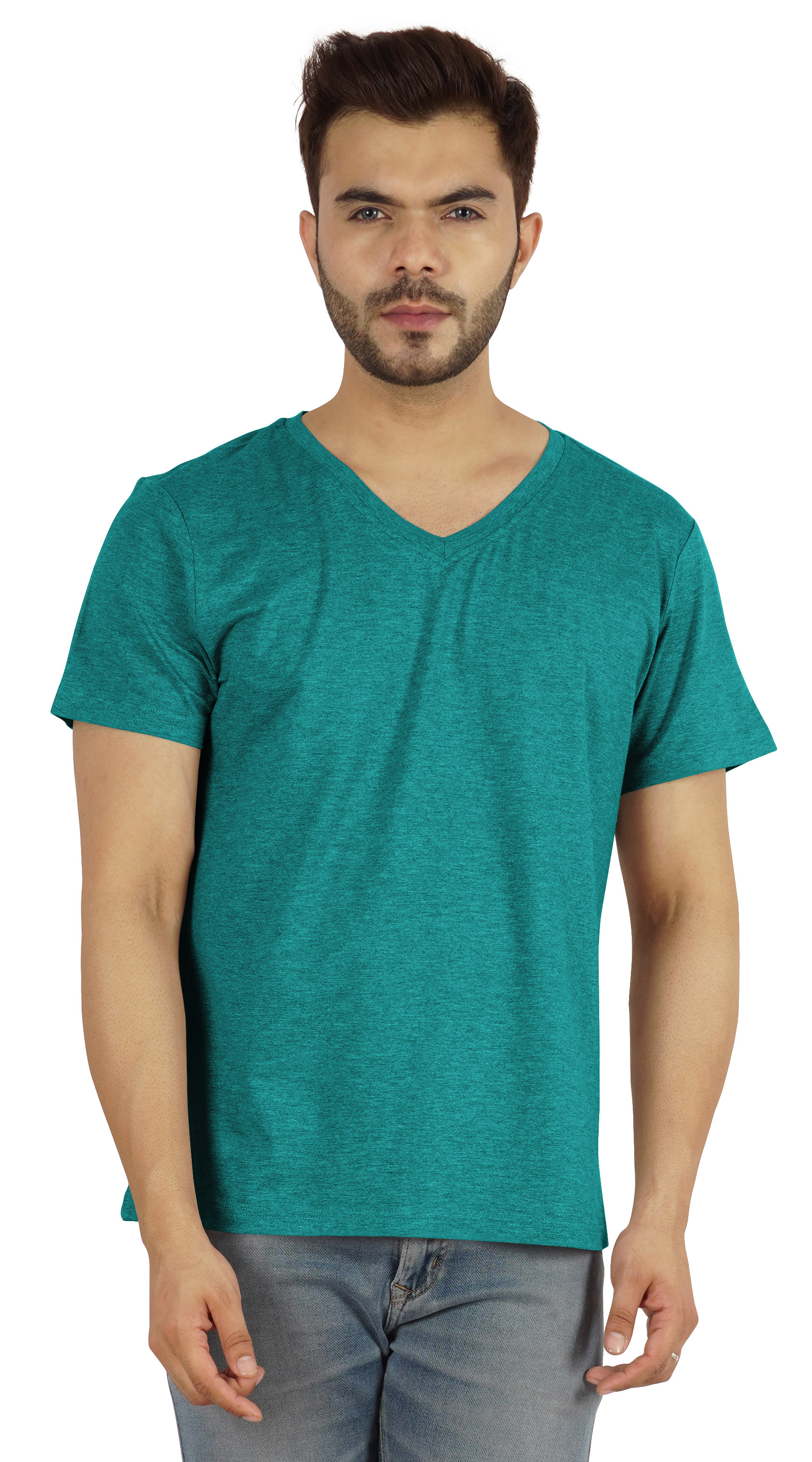 Inkmeso Men's V-neck Basic Tshirt Short Sleeve Solid Regular Fit Cotton Tee