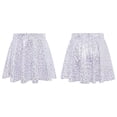 thumbnail image 1 of Lejafay Girls Flared Pleated A-Line Skirts Shiny Metallic Dance Performance Costume Cheerleading Uniform White S, 1 of 7