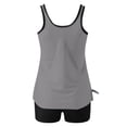 thumbnail image 3 of UPPADA 2 Piece Full Coverage Swimsuits for Women Floral Athleti Crewneck Bathing Suits High Waisted Tummy Control Modest Swimwear Comfy Tankini Top with Shorts Gray,S, 3 of 5