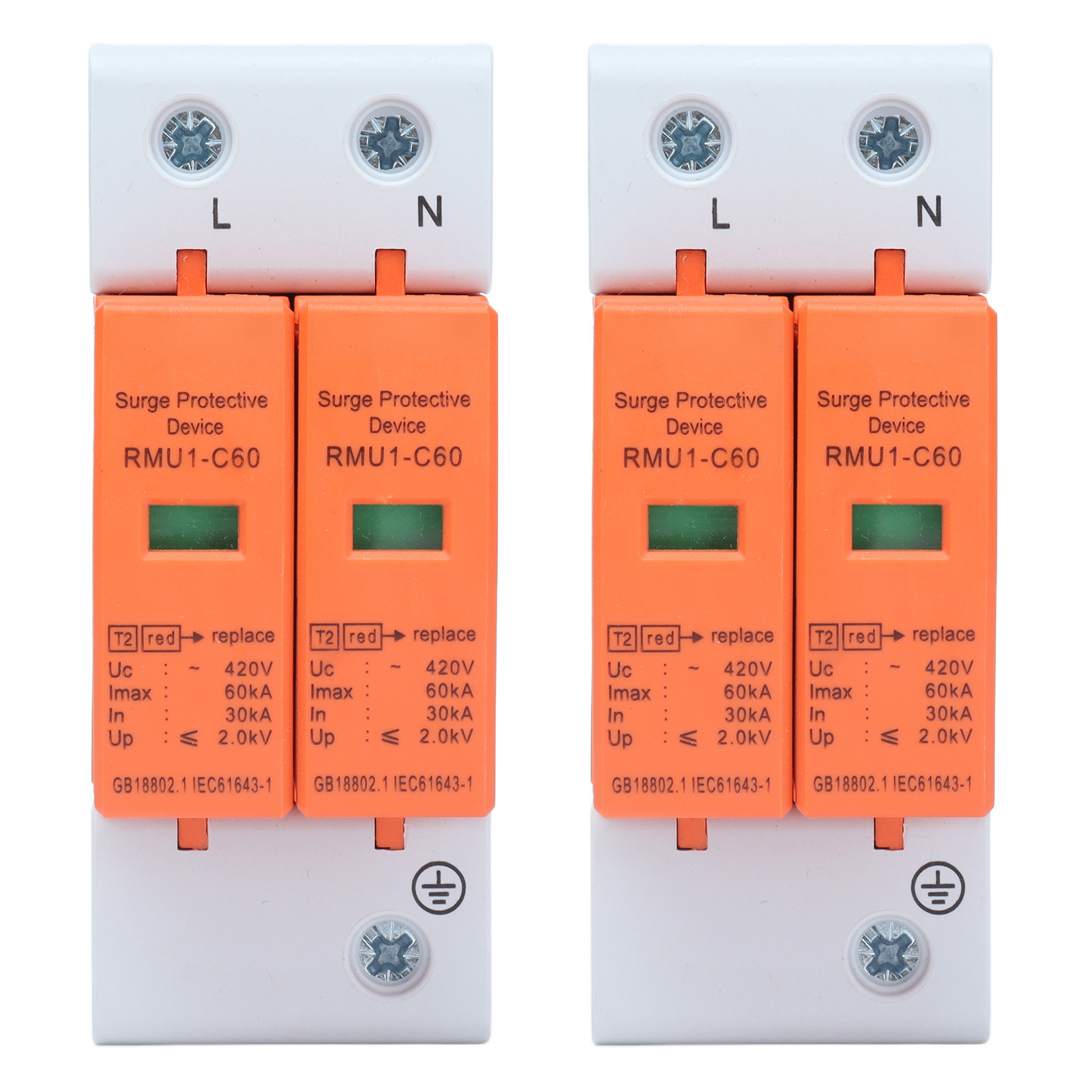 Mgaxyff Protector Arrester Device, SPD Surge Protective Devices 2Pcs For House For Electrical Appliances For Home