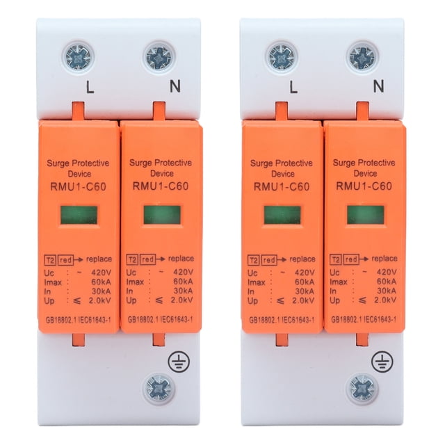 Mgaxyff Protector Arrester Device, SPD Surge Protective Devices 2Pcs For House For Electrical Appliances For Home