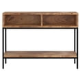 thumbnail image 3 of Industrial Chic Solid Wood & Wrought Iron Console Table in Natural Burnt, 3 of 7