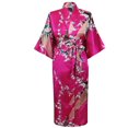 thumbnail image 2 of Penkiiy Peignoirs en Soie Simulée pour Femmes Peignoirs pour Femmes Kimono Paon Longue Robe de Chambre Robe Japonaise Robe L Rose Vif, 2 of 4