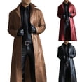 thumbnail image 5 of KIHOUT Spring Winter Warm Coat Lapel Solid Color Slim Leather Long Leather Jacket Men's Windbreaker Jacket,Size S-5XL, 5 of 5