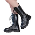 thumbnail image 3 of Wdgfv Bottes de Combat Mi-Mollet à Lacets pour Filles, Mode, Bout Rond, Fermeture Éclair Latérale, Semelle Crantée, Style Punk Goth, pour Tout-Petit, Petite Enfant, Grande Enfant, Noir, 7-8 Ans, 3 of 8