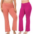 thumbnail image 1 of CHUANK Womens & Plus Stretch Cotton Fold-Over High Waist Bootcut Workout Flared Yoga Pants, 1 of 4