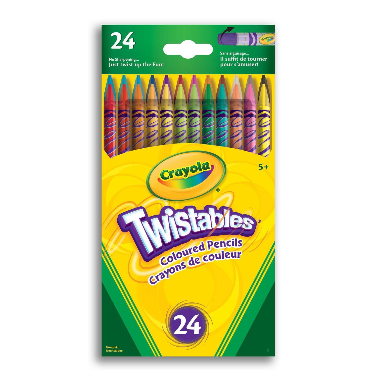 24 crayons de couleur effaçables Twistables