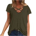 thumbnail image 1 of Timegard T-Shirts à Manches Courtes pour Femmes Col en V Croisé devant T-Shirt Été Décontracté Ample Hauts Blouse, 1 of 6
