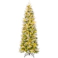 thumbnail image 1 of Gymax 7.5 FT Pre-Lit Artificial Christmas Tree Snow Flocked Hinged Xmas Tree, 1 of 10