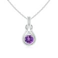 thumbnail image 1 of Angara Collier en Améthyste Naturelle - Pendentif Solitaire en Améthyste Ronde Nœud Infini en Platine pour Femmes, 1 of 8