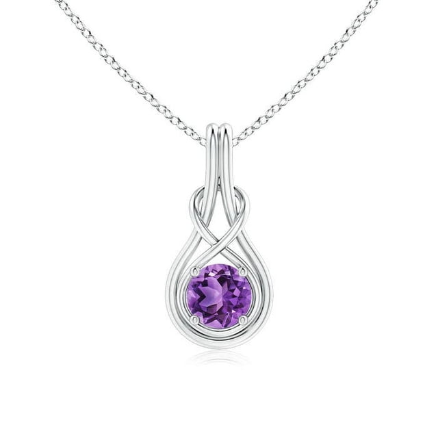 Angara Collier en Améthyste Naturelle - Pendentif Solitaire en Améthyste Ronde Nœud Infini en Platine pour Femmes