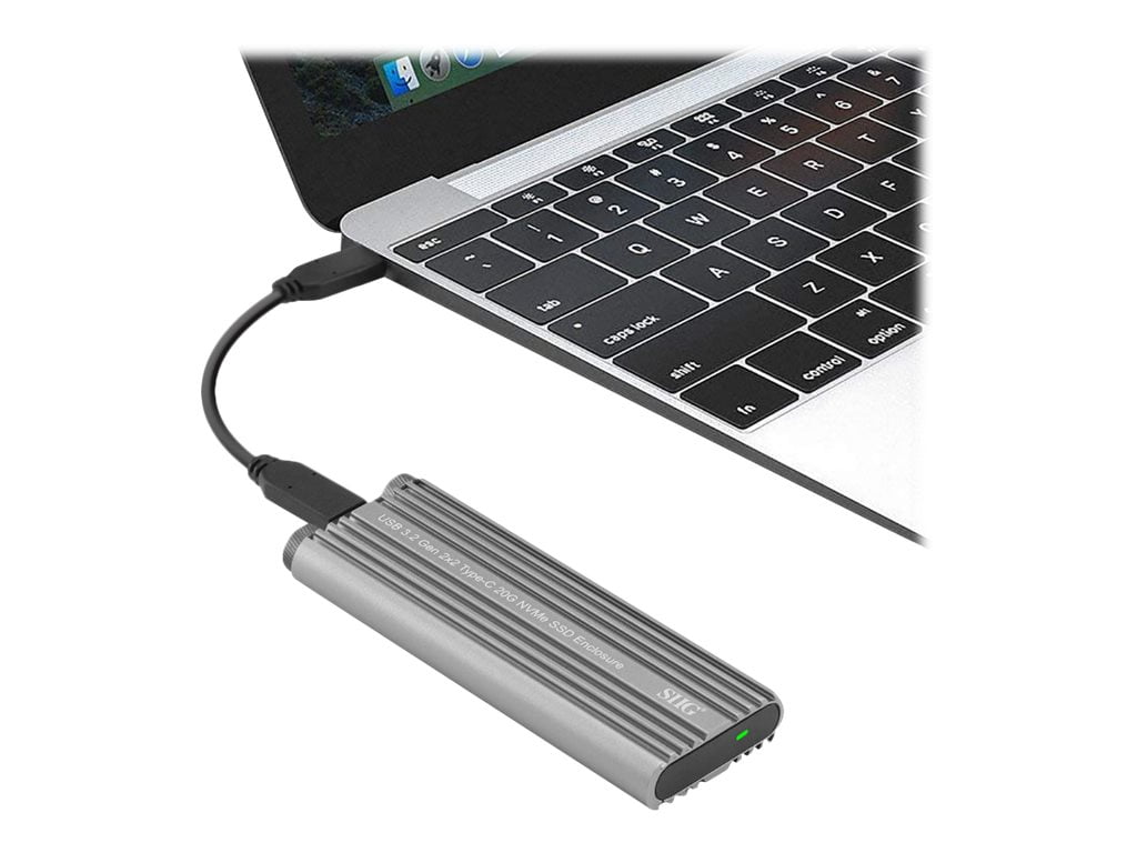 SIIG USB 3.2 Gen 2x2 Type-C 20G PCIe NVMe SSD Enclosure - Storage enclosure - M.2 - M.2 NVMe Card / PCIe 3.0 (NVMe) - USB 3.2 (Gen 2x2) - silver