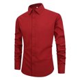 thumbnail image 1 of RXIRUCGD Hommes Décontracté Uni à Boutons Manches Longues Col Rabattu Hauts Blouse Chemise, Rouge, Taille : 2TG, 1 of 2