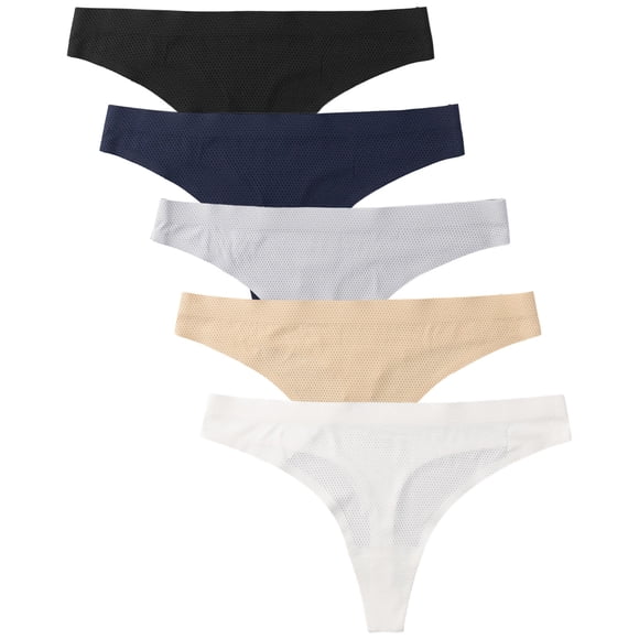 Ketyyh-chn99 Women'S Underwear Cotton 2024 Ladies Hipster Brief Panties Women's 5 Pack Sports Casual Seamless Perforated Thong Pink,S