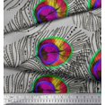 thumbnail image 3 of Soimoi Poly Georgette Fabric Peacock Feather Print Fabric by the Yard 52 Inch Wide, 3 of 3
