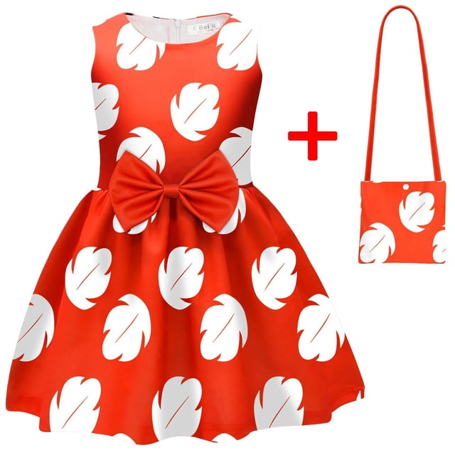 Déguisement de Fille avec Sac Halloween Feuille Rouge Cosplay Chic, Taille pour 8-9 Ans