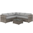 thumbnail image 1 of Outsunny 4 Pcs Garden Rattan Wicker Furniture Set w/ Cushions Mixed Grey, 1 of 10
