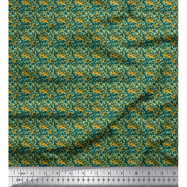 Soimoi polyester Crepe Fabric Two Tone Camouflage Print Fabric by the Yard 52 Inch Wide