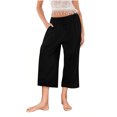 thumbnail image 5 of Yuyuzo Wide Leg Pants for Women High Waist Cotton Linen Drawstring Ruched Solid Color Boho Beach Trousers, 5 of 5
