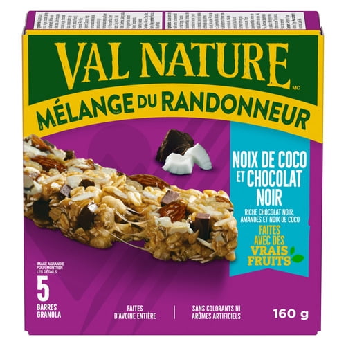 Nature Valley Barres Granola Moelleuses Mélange du Randonneur, Noix de Coco et Chocolat Noir, 5 Barres