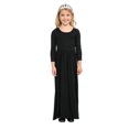 thumbnail image 1 of PMVFHDE Robe Légère pour Filles Robe pour Enfants Robe pour Tout-Petits Filles Robe au-Dessus du Genou Robe à Manches Longues Robe Longue Unie Robe,Noir,2-3 Ans, 1 of 6