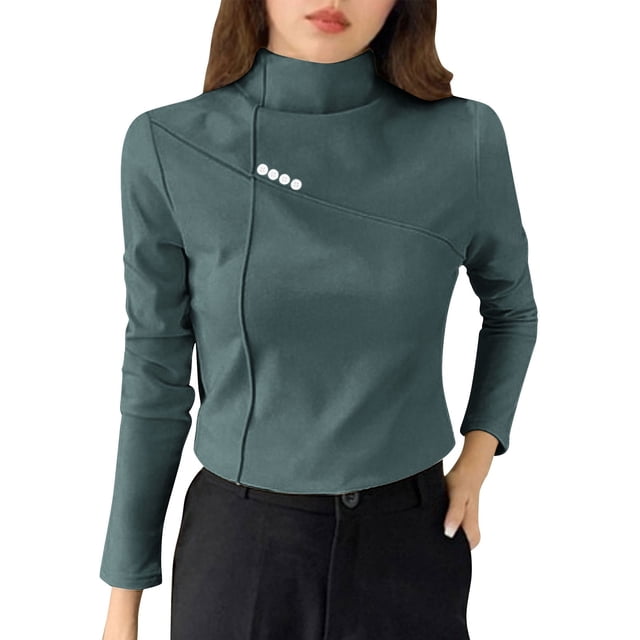 Womens Double Sided Fleece Top Ultra Soft Warm Long Sleeve Base Layer Fitted Stretch for Essential Fall Winter Thermal Wear