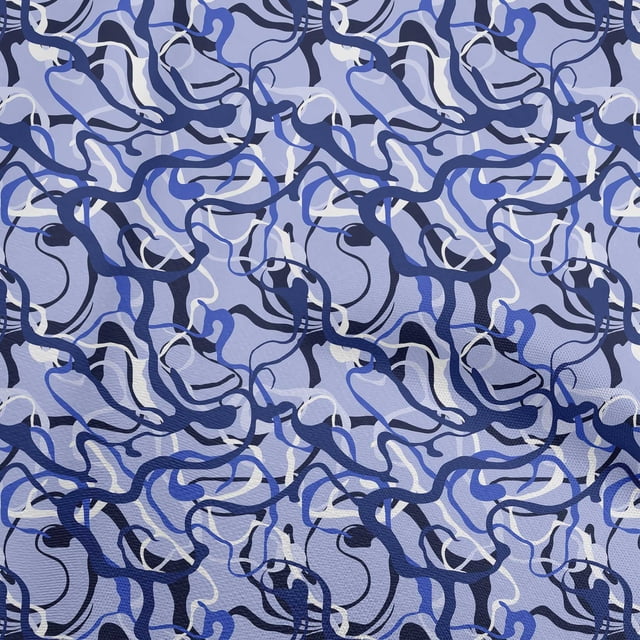 oneOone Polyester Lycra Blue Fabric Abstract Sewing Material Print Fabric By The Yard 56 Inch Wide