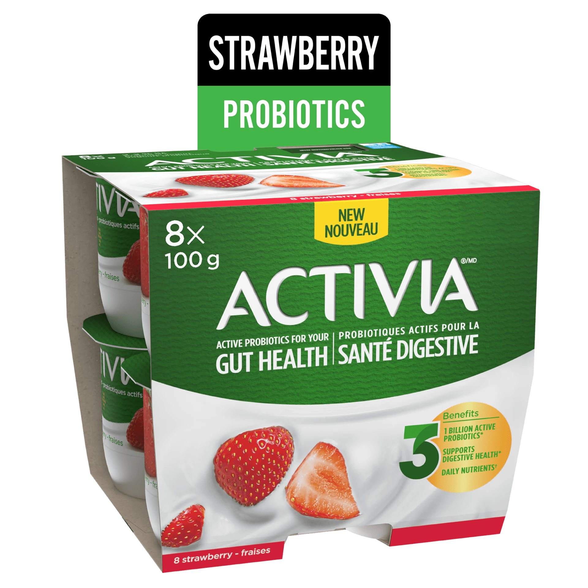 Activia Probiotics Yogurt Strawberry 8x100g 8x100g