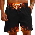 thumbnail image 4 of cllios Men's Swim Trunks Flame Printed Surfing Board Shorts with Pockets Cool Mesh Lining Bathing Suits Lightweight Drawstring Sport Shorts Summer Holiday Beach Shorts, 4 of 9